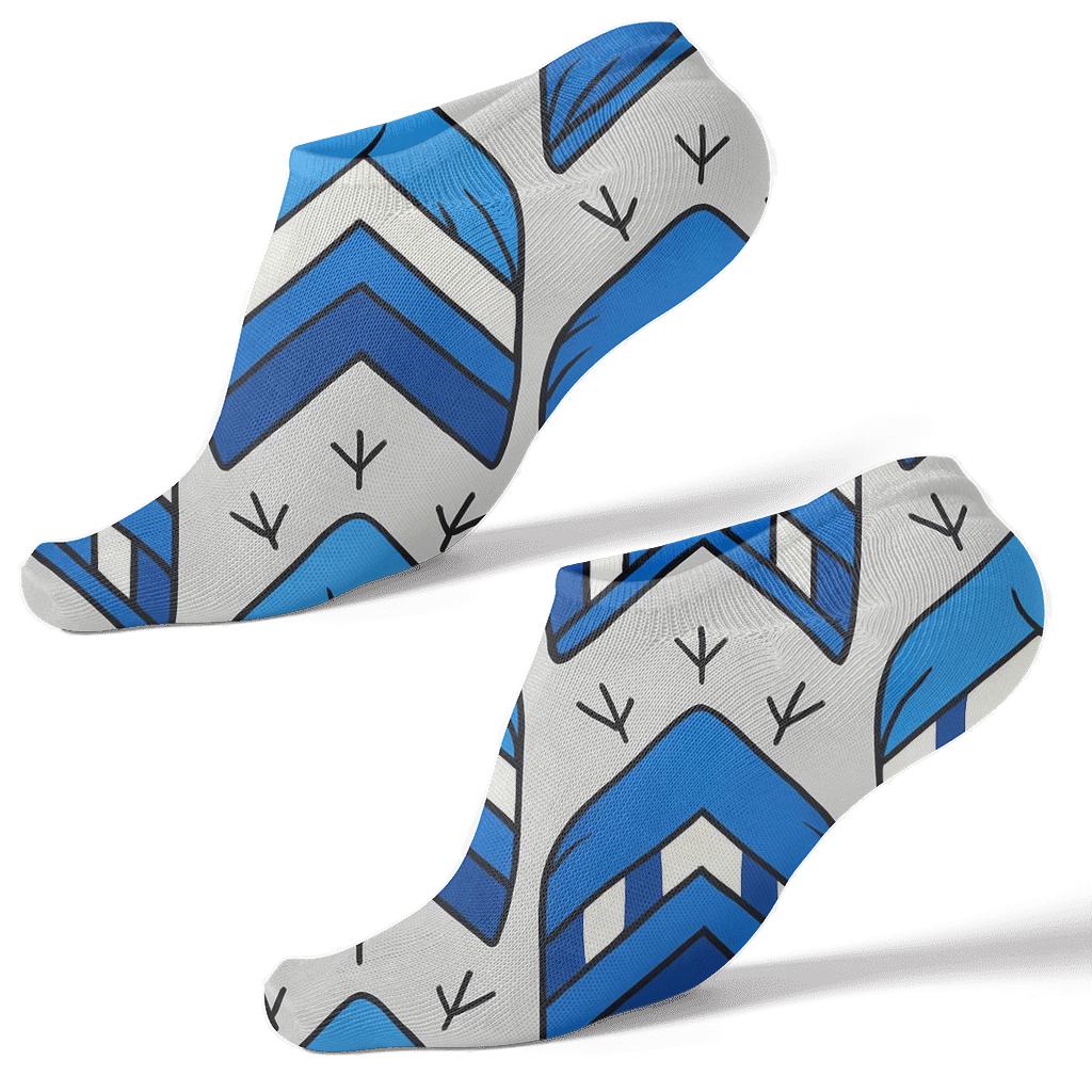 Blue Jay Crest Chevron On Light Gray Background trendy patterned ankle socks