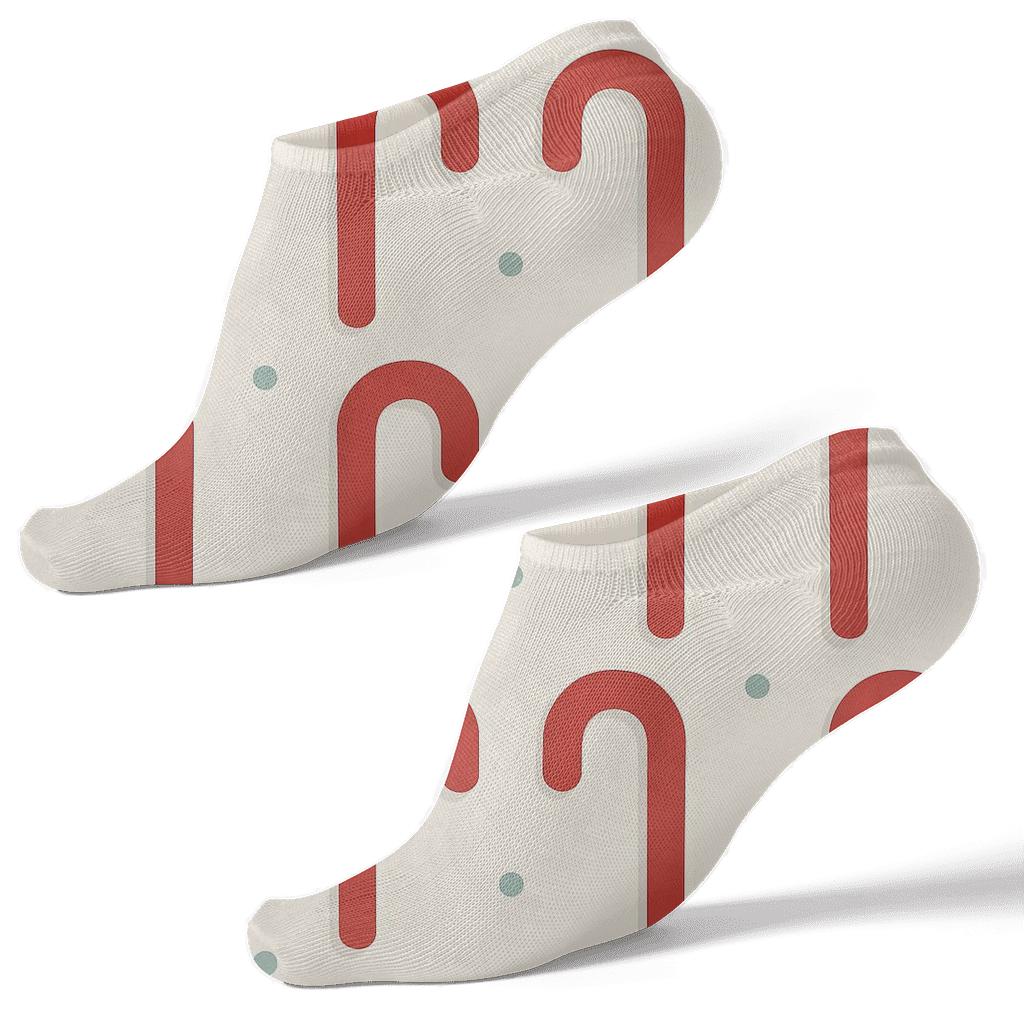 Minimal Candy Canes Hook Silhouette Tiles premium sports ankle socks