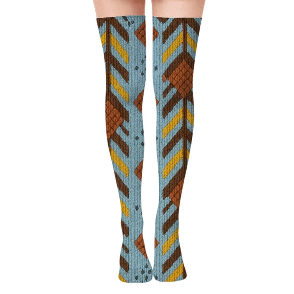 Roofer Ladder Chevron Knit Pattern personalized over-the-knee socks