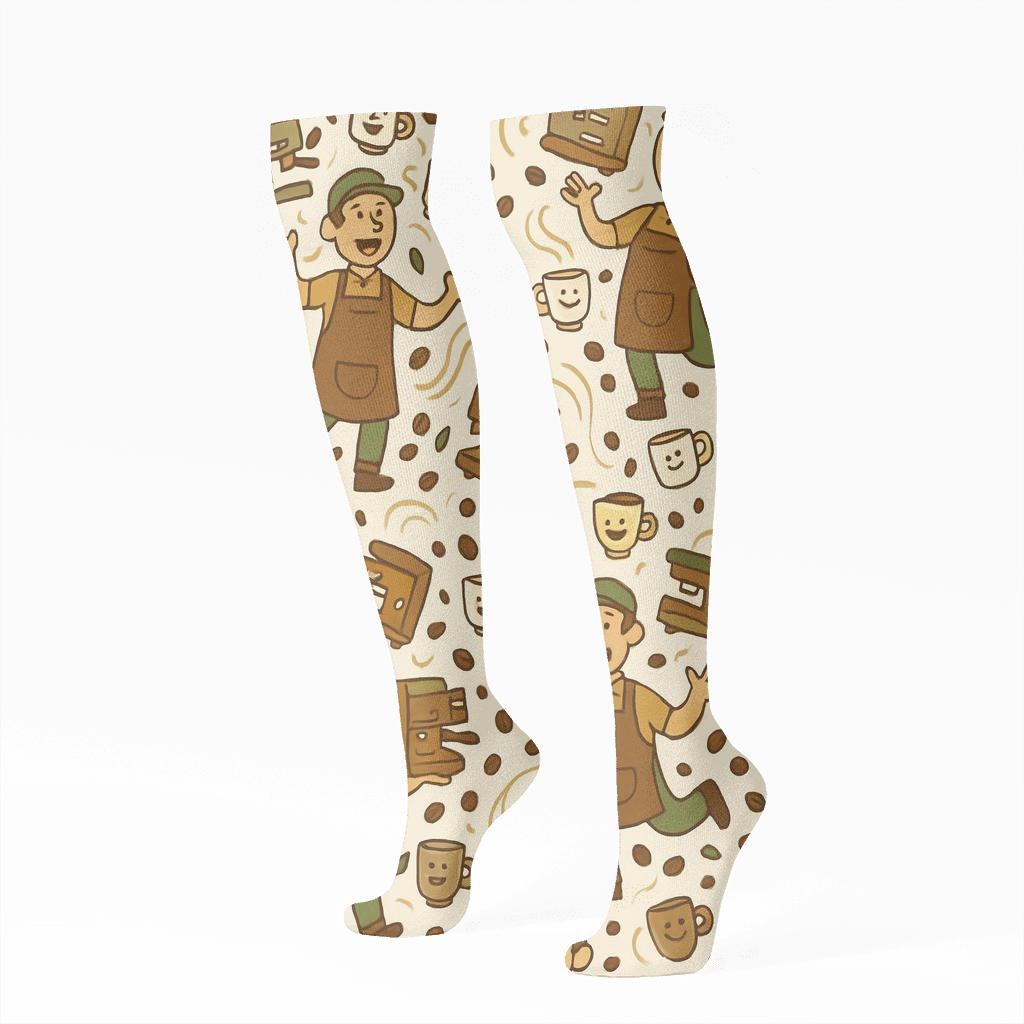 Barista Cup Juggle Carnival Repeat premium sports knee-high socks