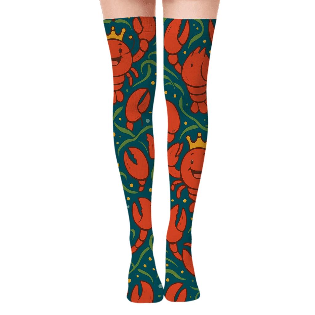 Lobster Crown Reef Tessellation comfortable cotton over-the-knee socks