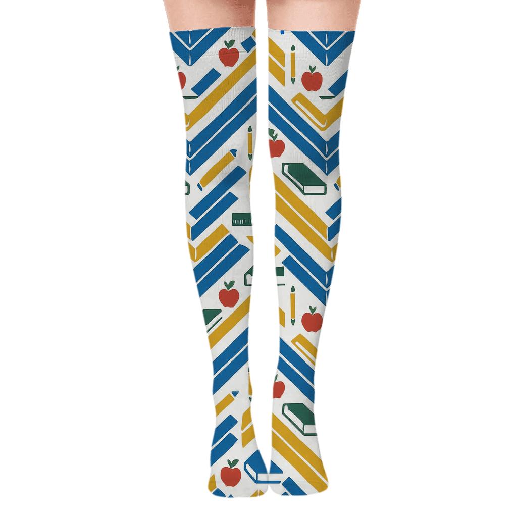 Notebook Chevron With Teacher Icons stylish fashion over-the-knee socks