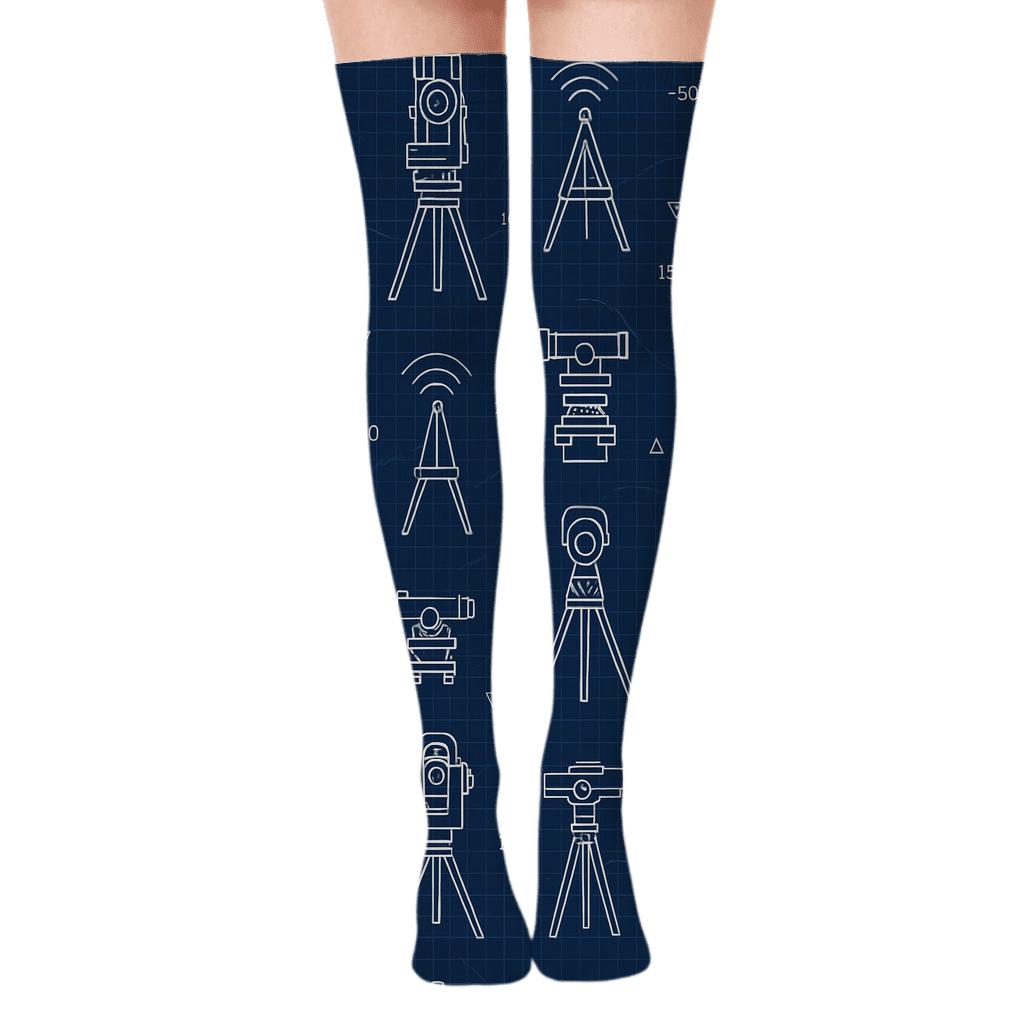 Blueprint Surveyor Motif Lattice premium cozy over-the-knee socks
