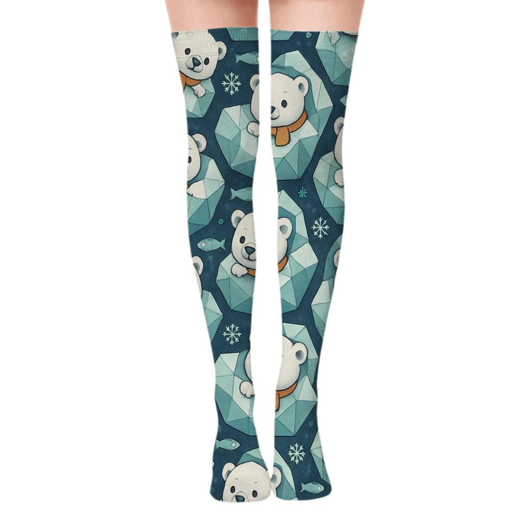 Iceberg Lattice With Polar Bear Cubs personalized over-the-knee socks