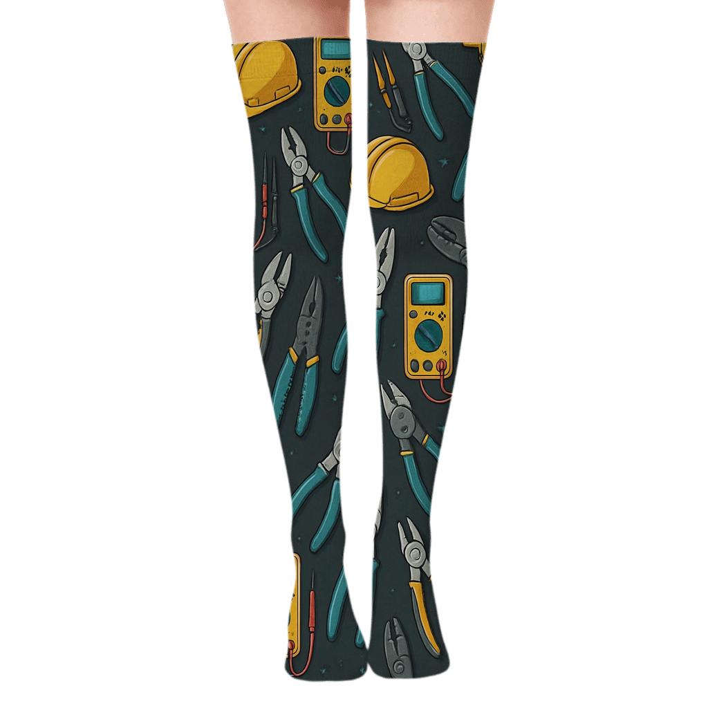 Tool Lattice For Electrician Gifts soft everyday over-the-knee socks