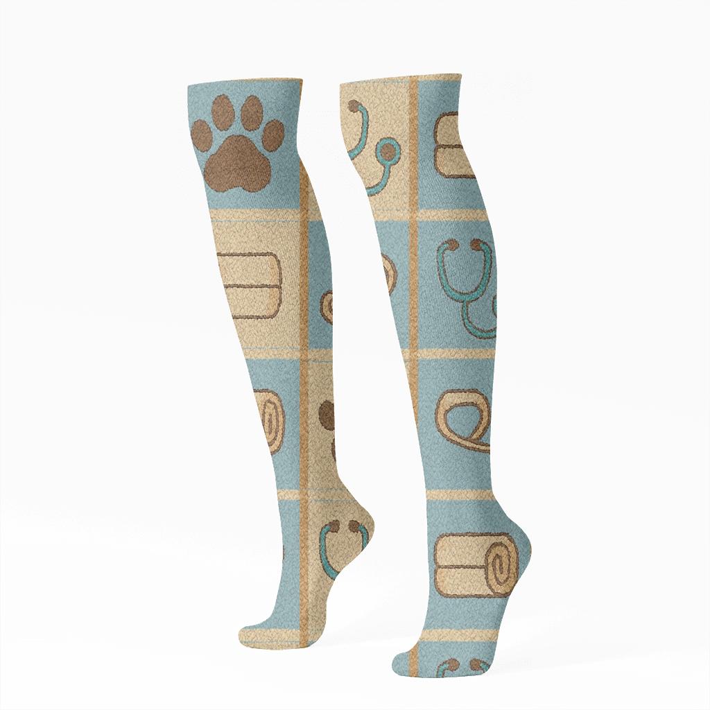 Patchwork Paw Checks, Veterinarian Edition custom knee-high socks