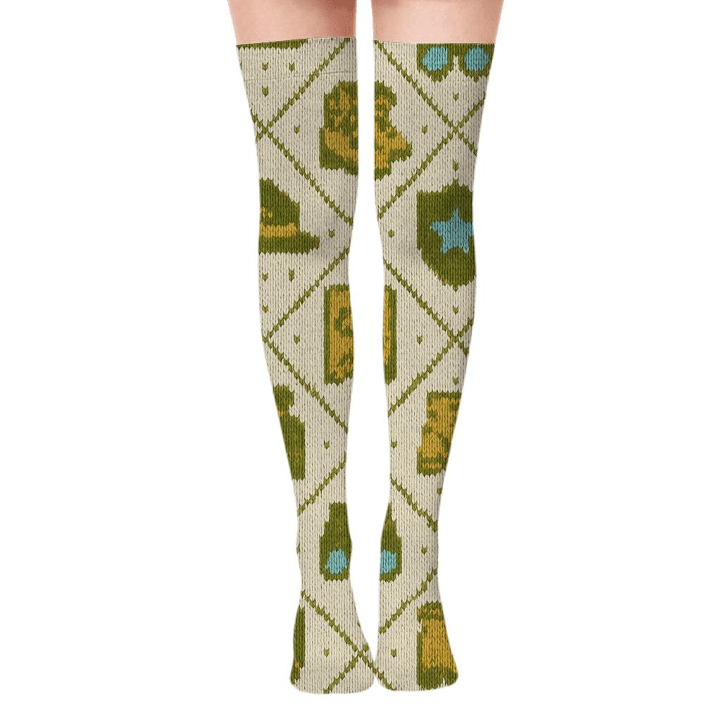 Knitted Park Ranger Trail Gear Lattice soft everyday over-the-knee socks