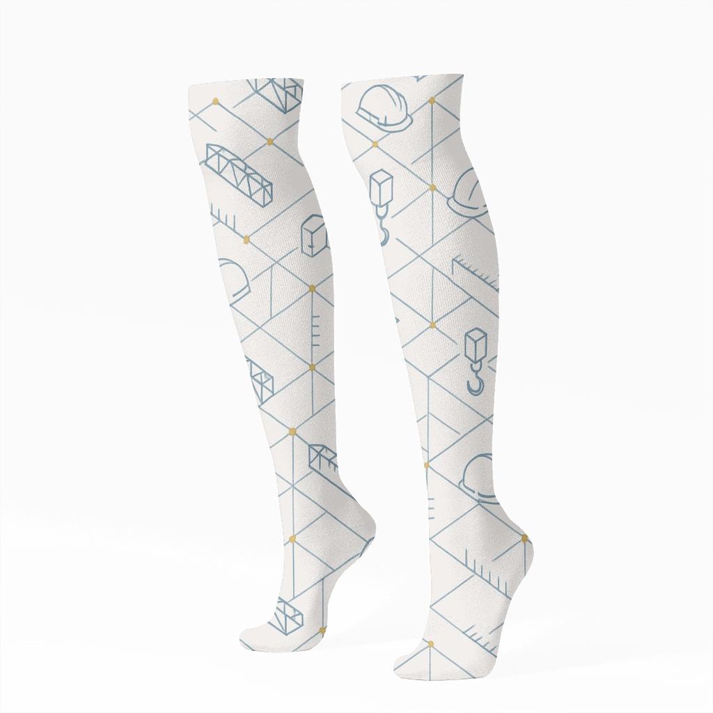 Blueprint Lattice For The Civil Engineer trendy patterned knee-high socks