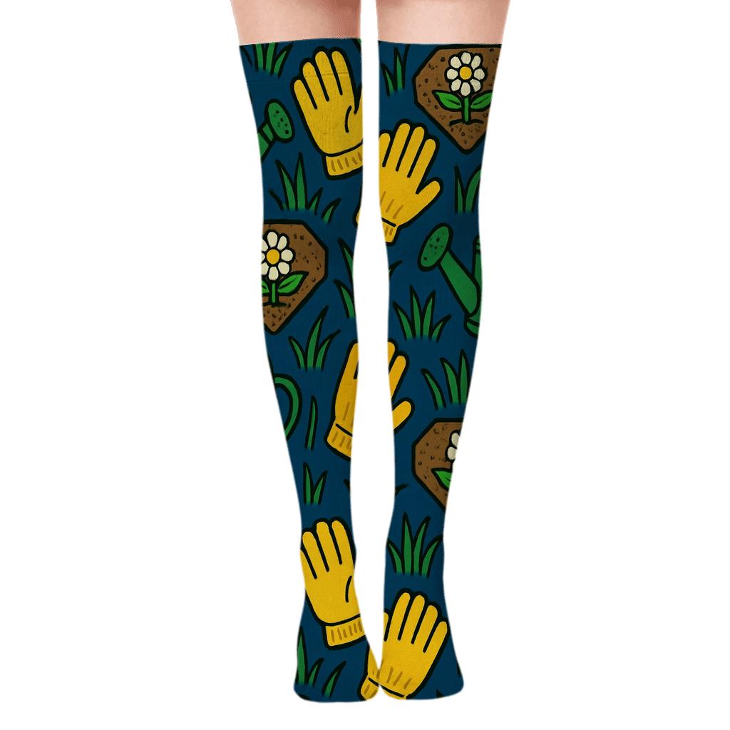 Watering Can Lattice With Groundskeeper Charm trendy patterned over-the-knee socks