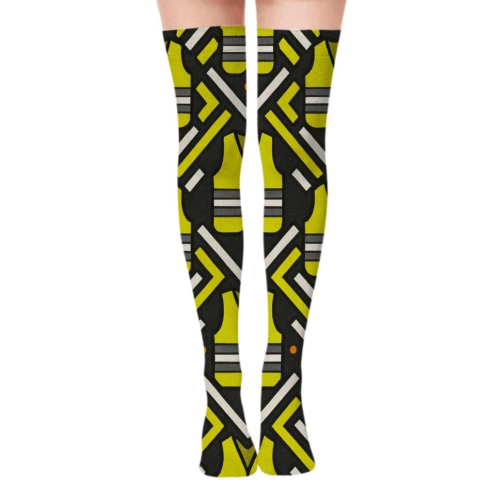 Reflective Stripe Lattice For Crossing Guard soft everyday over-the-knee socks