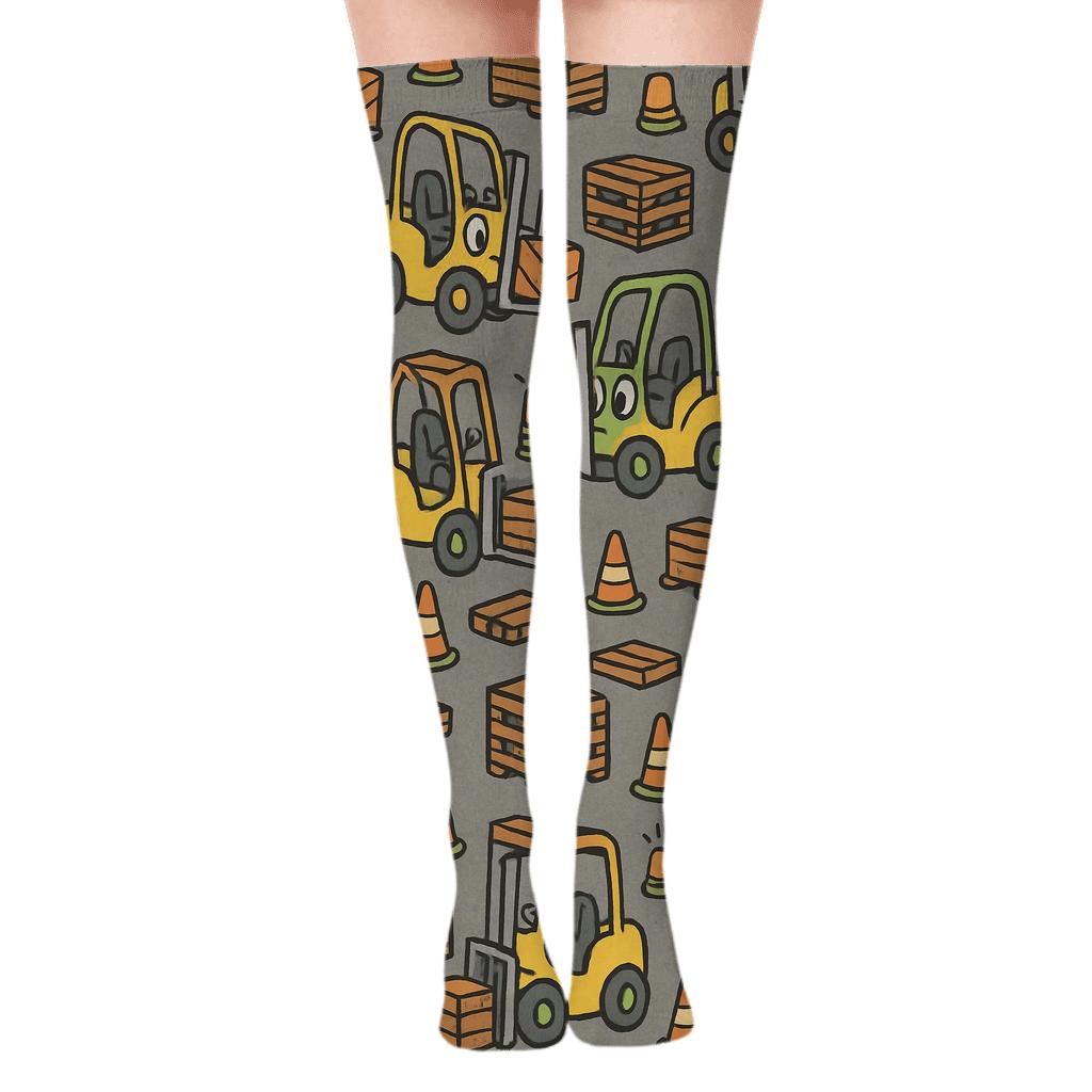 Forklift Operator Pallet Parade Tessellation custom over-the-knee socks