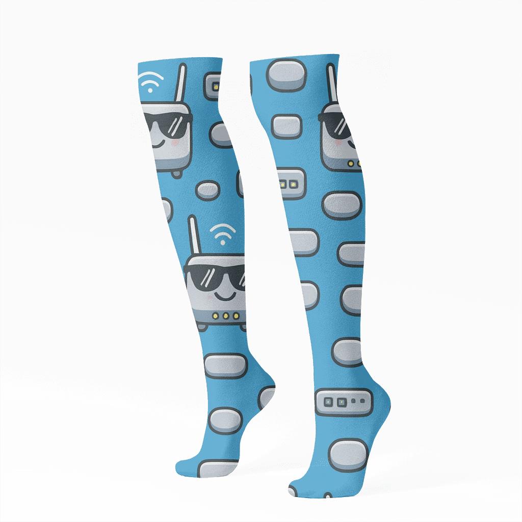 Router Parade For The Network Administrator designer print knee-high socks