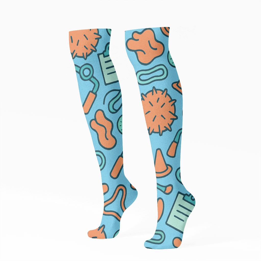 Occupational Therapist Kinetic Tool Tessellation designer print knee-high socks