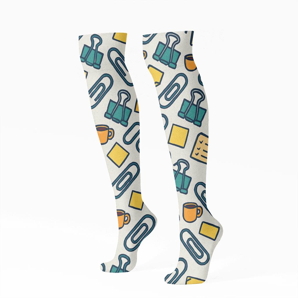 Store Manager Paperclip Lattice In Navy And Teal premium sports knee-high socks