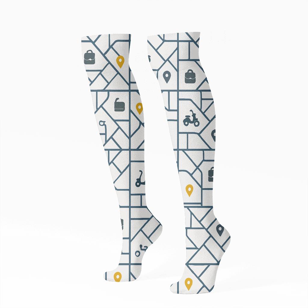 City Map Grid For Courier Chic custom knee-high socks
