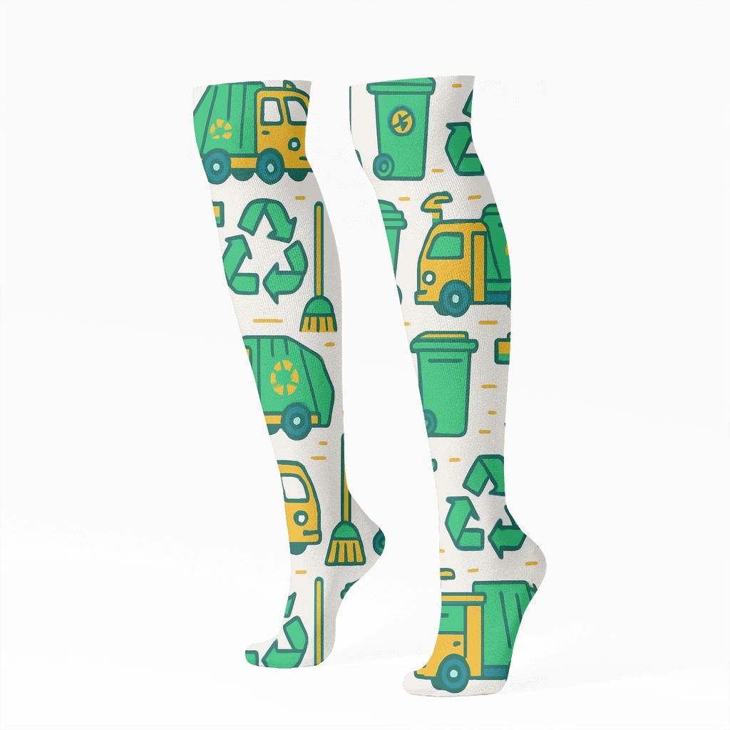 Mirror Stripe Parade For Garbage Collector premium sports knee-high socks