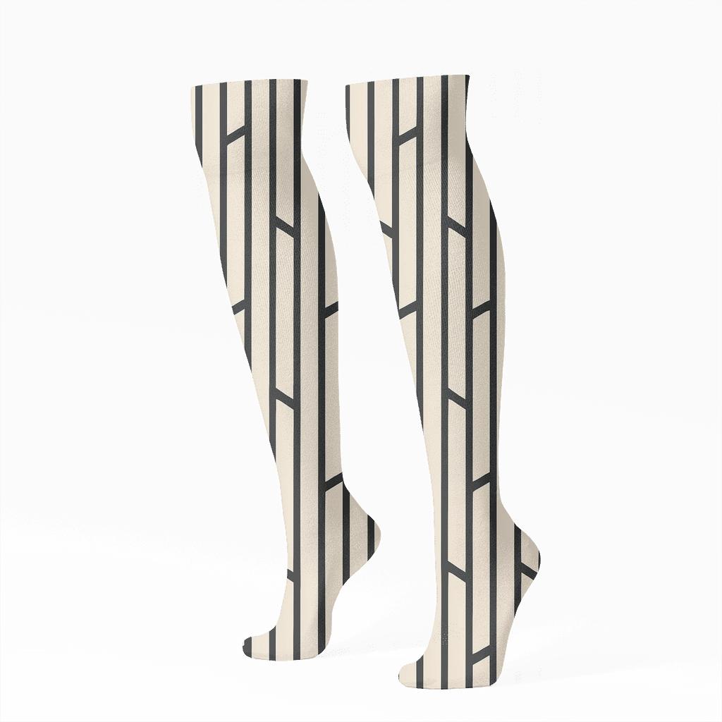 Folded Stripe Interleave trendy patterned knee-high socks