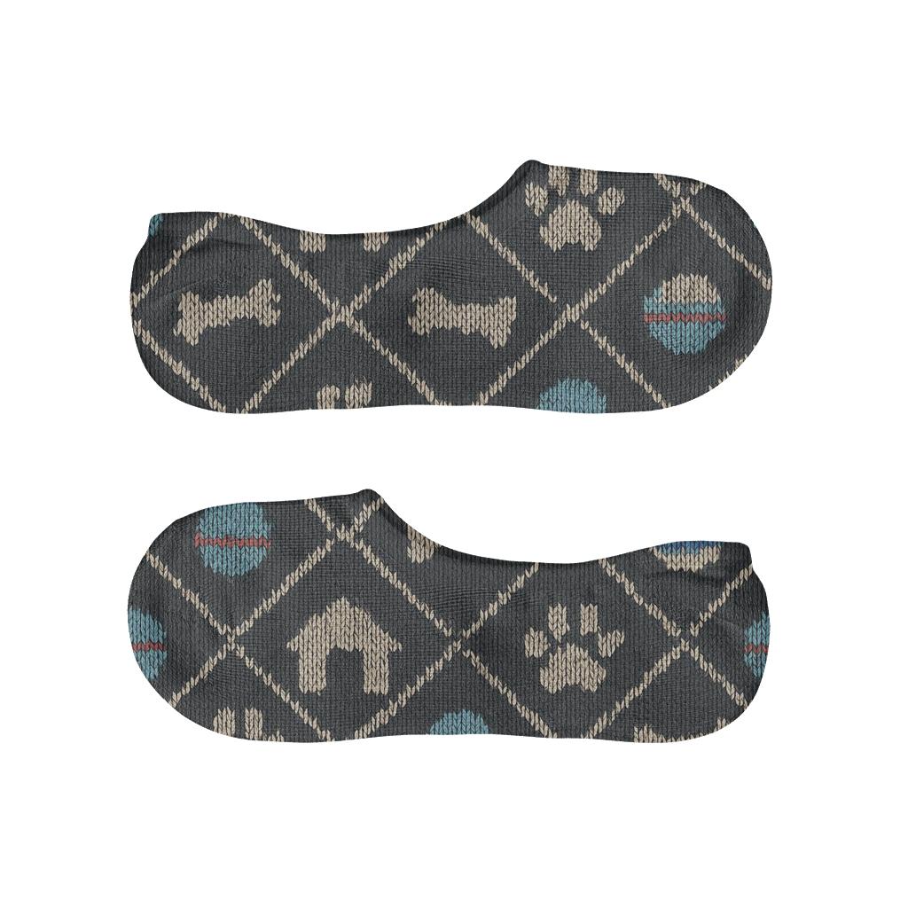 Knitted Kennel Lattice Dog Pattern breathable seamless no-show sockscustom no-show socks