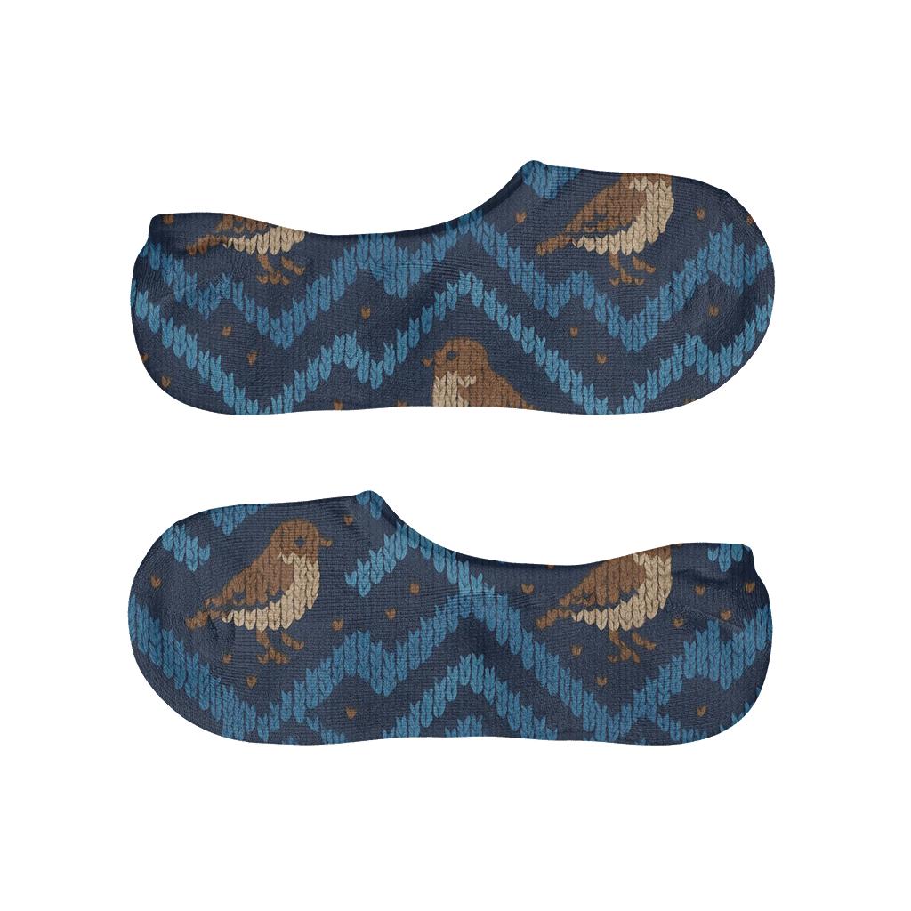 Bird Feather Chevron Knit Illusion anti-slip no-show socks