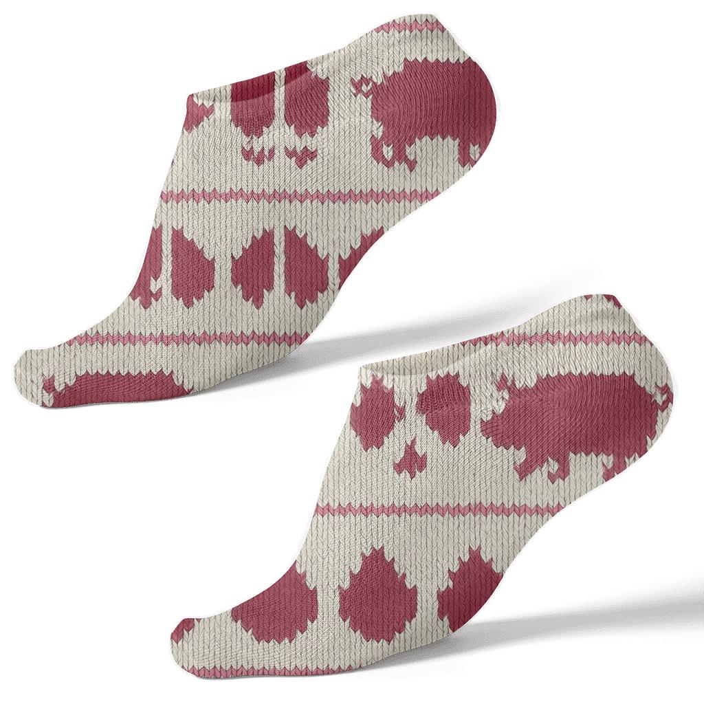 Knitted Pig Footprint Bands In Cream comfortable cotton ankle socks