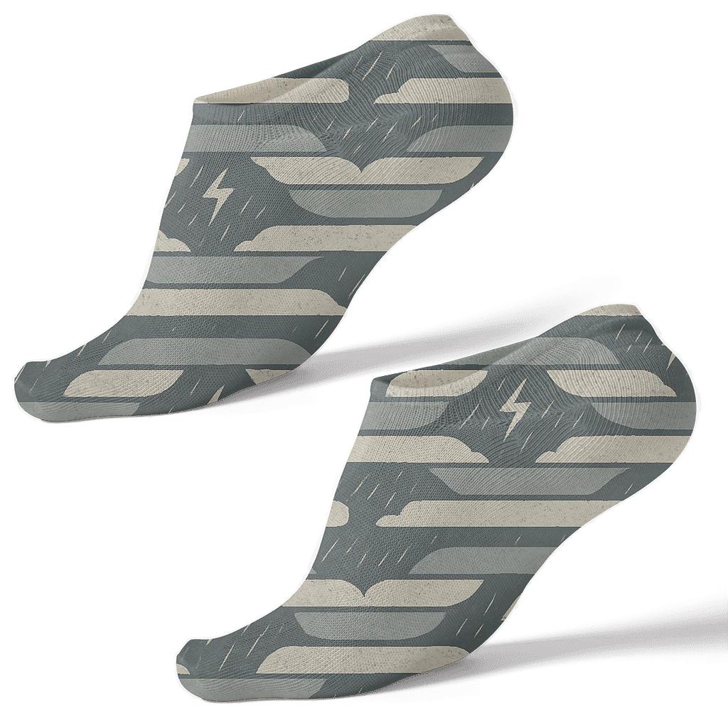 Clouds Stratus Lattice On Storm Slate Field designer print ankle socks