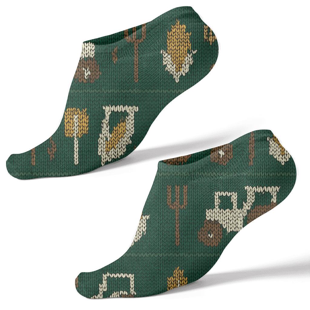 Knitted Pattern Illusion Tractor Farmer Grid custom ankle socks