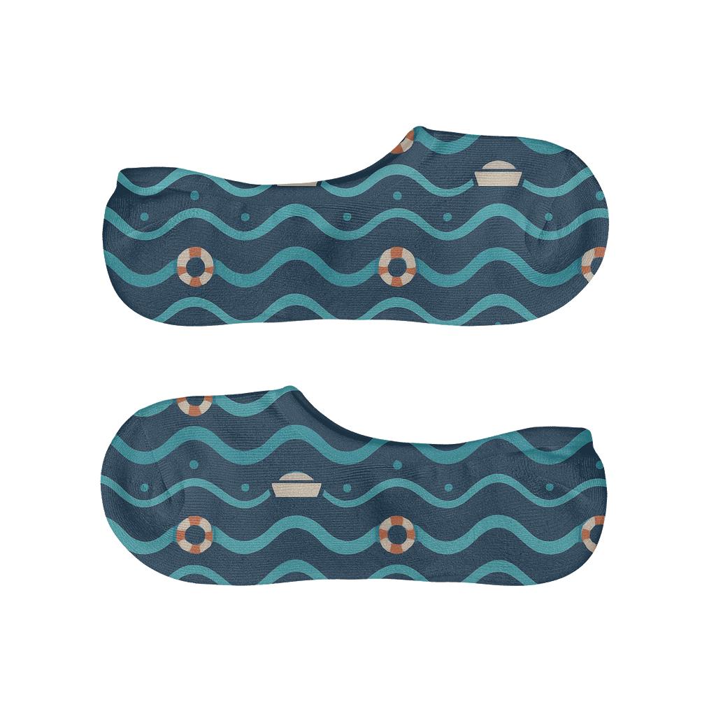 Wave Chevron Bands In Ocean Blue, Sailor Edition comfortable low-cut socks