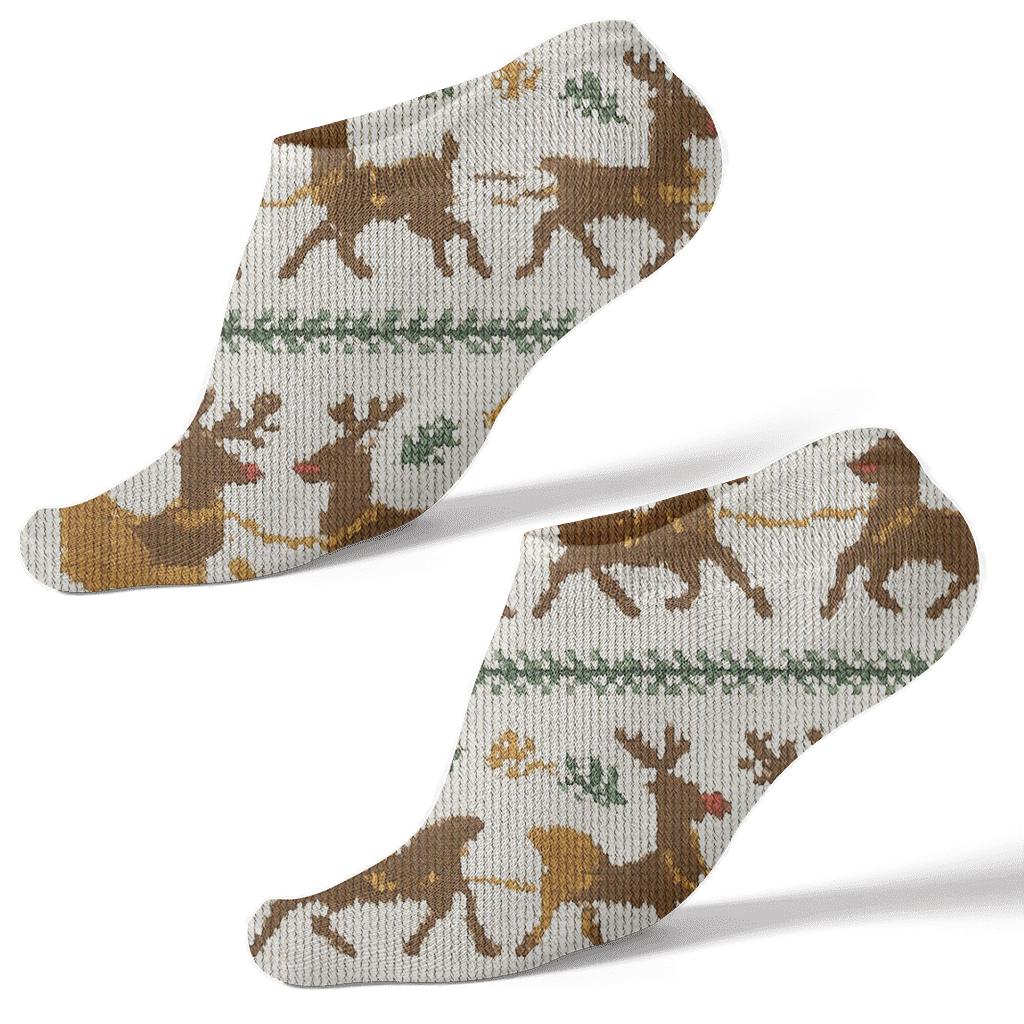 Nordic Bandwork Rudolph Sleigh Tapestry unique graphic ankle socks