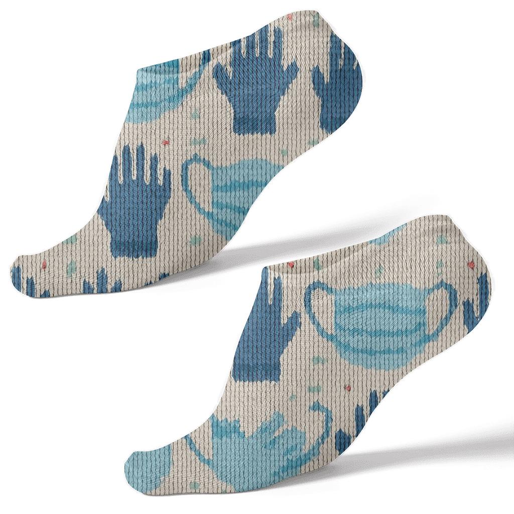 Knitted Surgeon Grade Mask And Glove Chevron personalized ankle socks