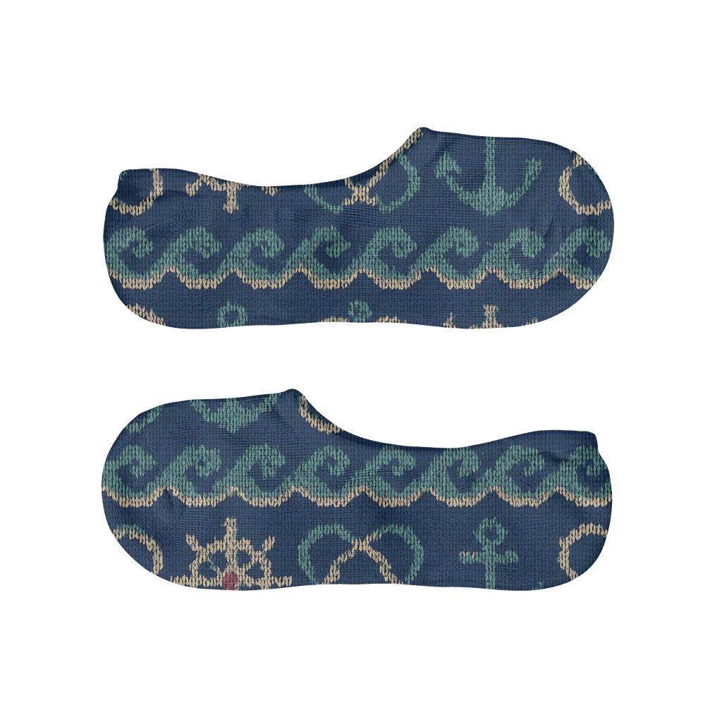 Ship Captain Wheel And Wave Jacquard Grid comfortable invisible socks
