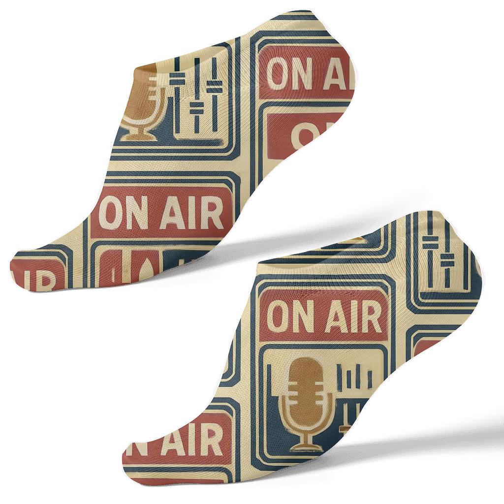 Broadcast Poster Tiles With Radio Host Flair stylish athletic ankle socks