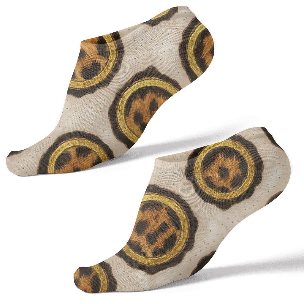 Blush Gold Rosette Medallions On Ivory Satin Ground unique graphic ankle socks