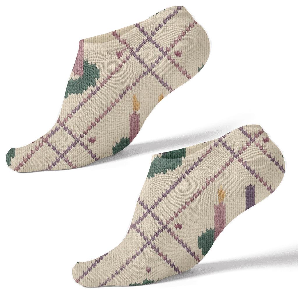 Knit Illusion Advent Candles Lattice trendy patterned ankle socks