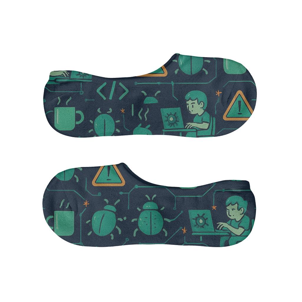 Software Developer Debugging Glow Array On Circuit Green comfortable low-cut socks