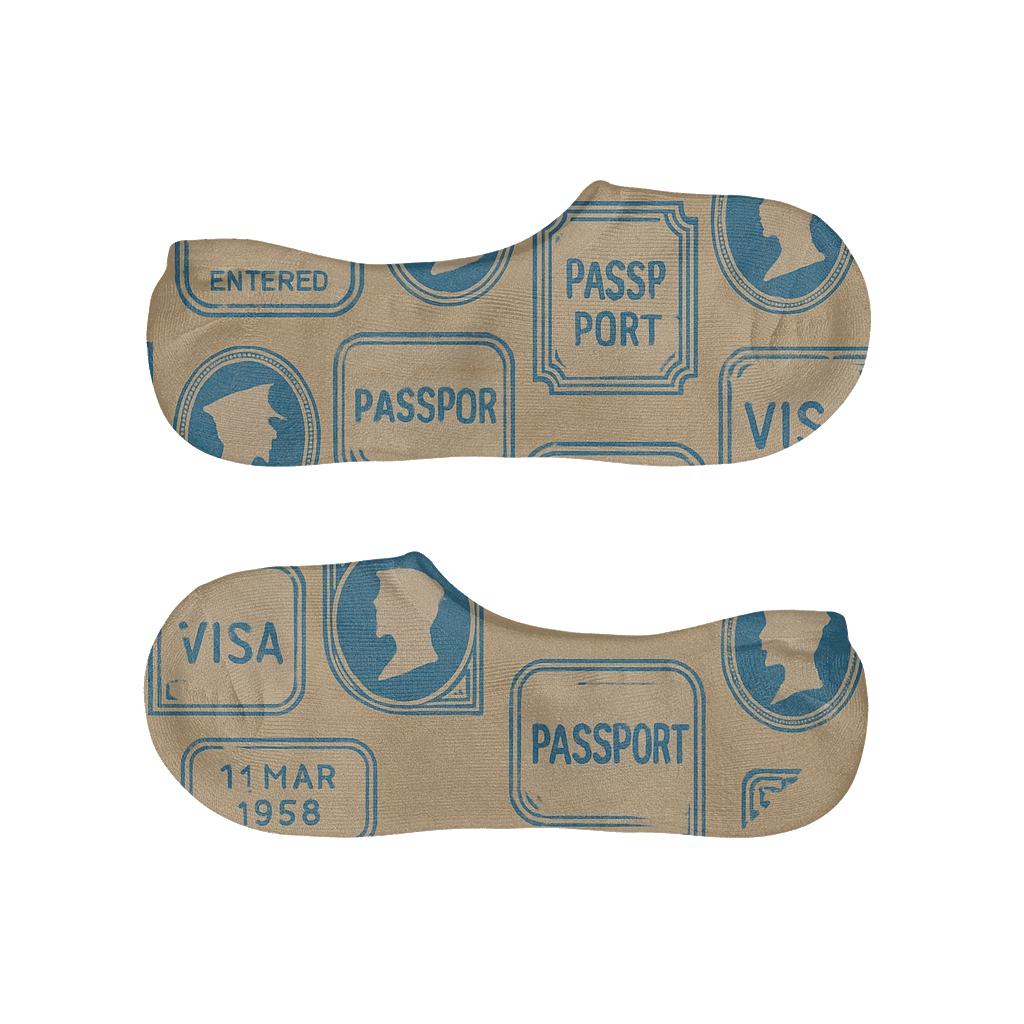 Immigration Officer Stamp Grid In Vintage Poster Style personalized invisible socks