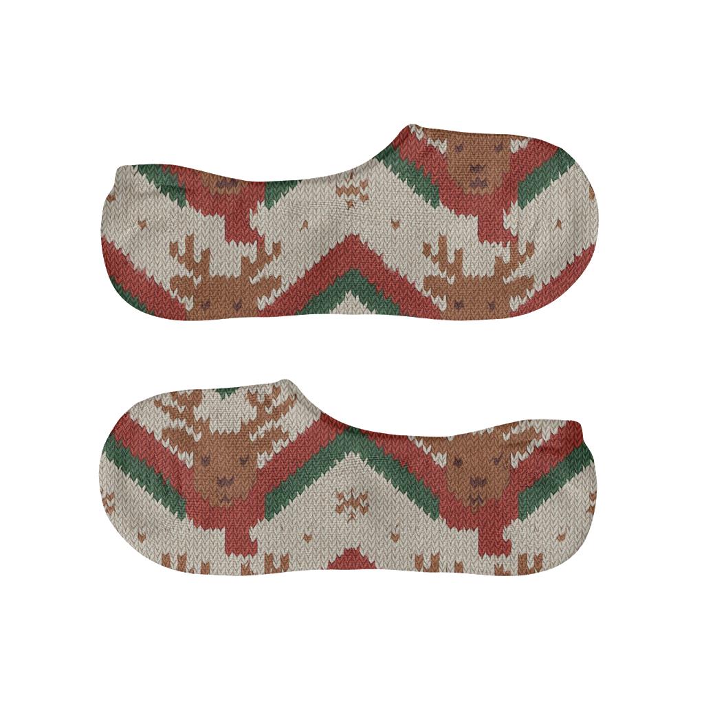 Xmas Knit Illusion Reindeer Chevron anti-slip no-show socks