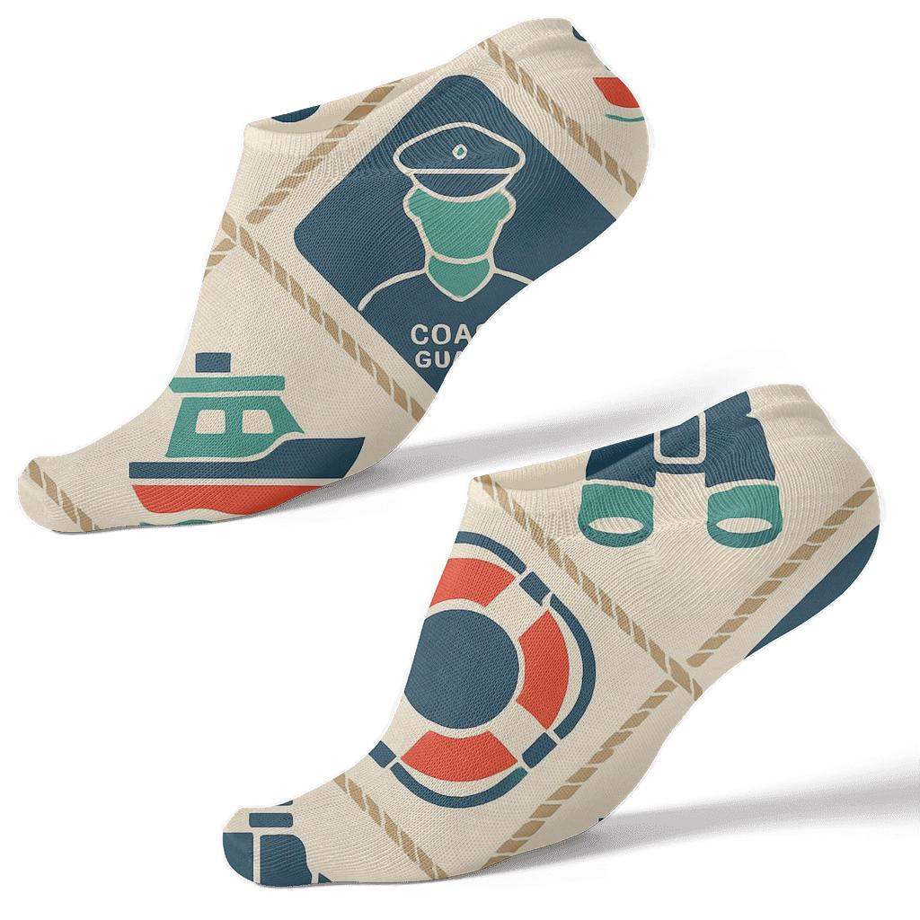 Rope Band Tiles With Coast Guard Officer Details personalized ankle socks
