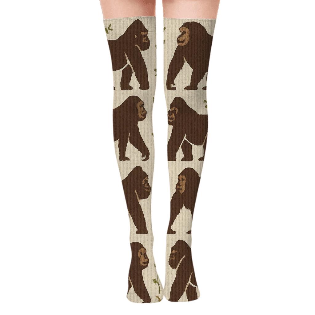 Tessellated Knit Illusion Ape Grid designer print over-the-knee socks