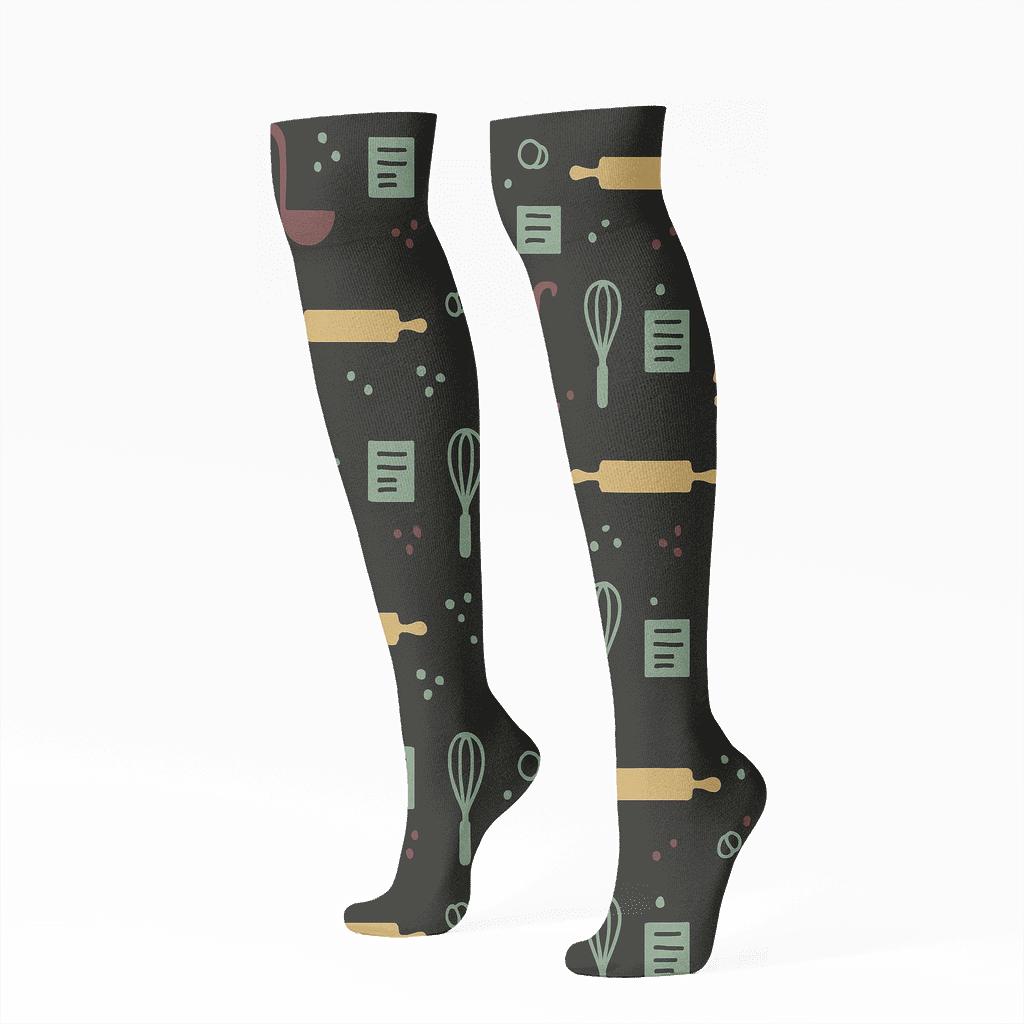 Utensil Bands With Cook Herb Notes stylish athletic knee-high socks