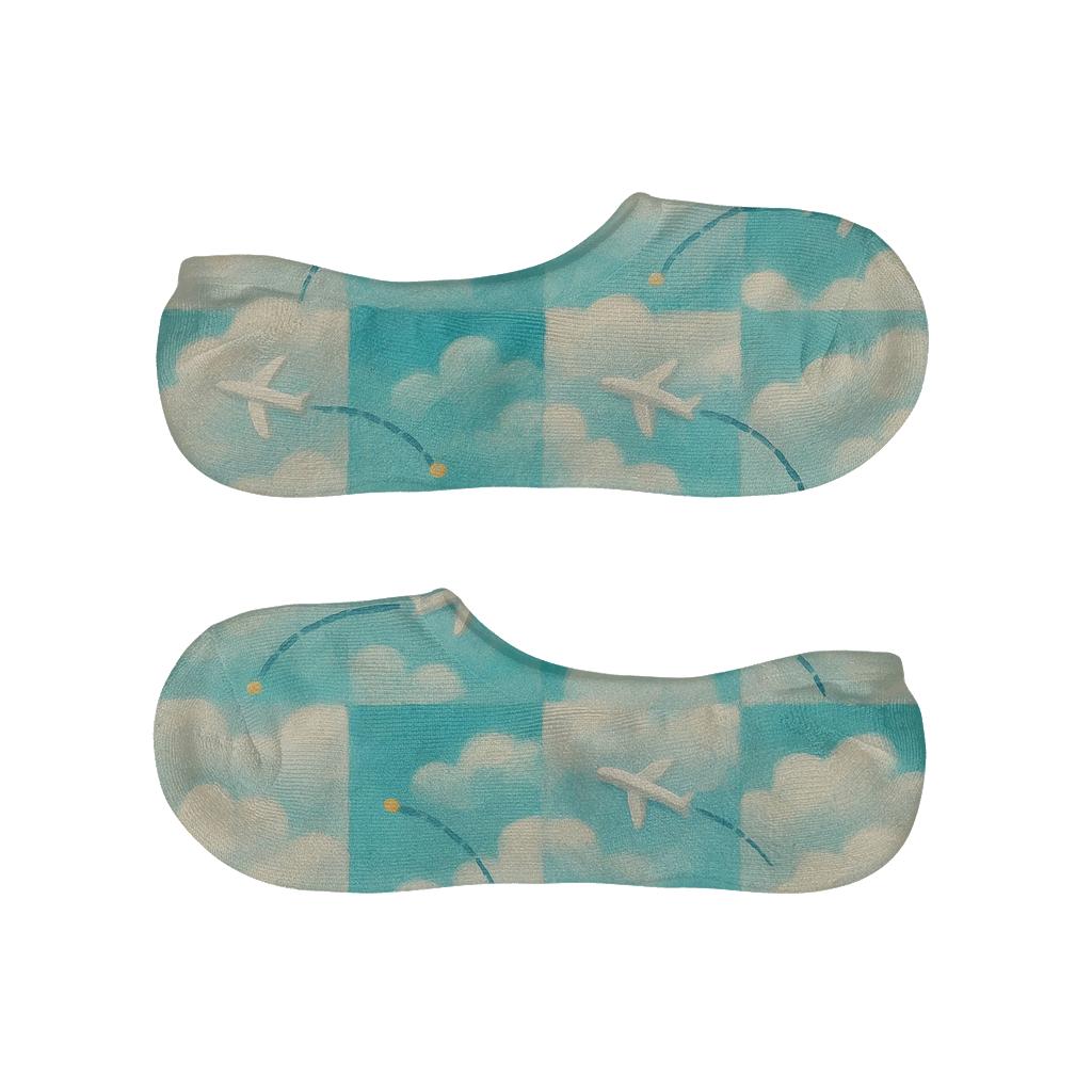 Cloud Highway Airplane Path Tiles personalized invisible socks