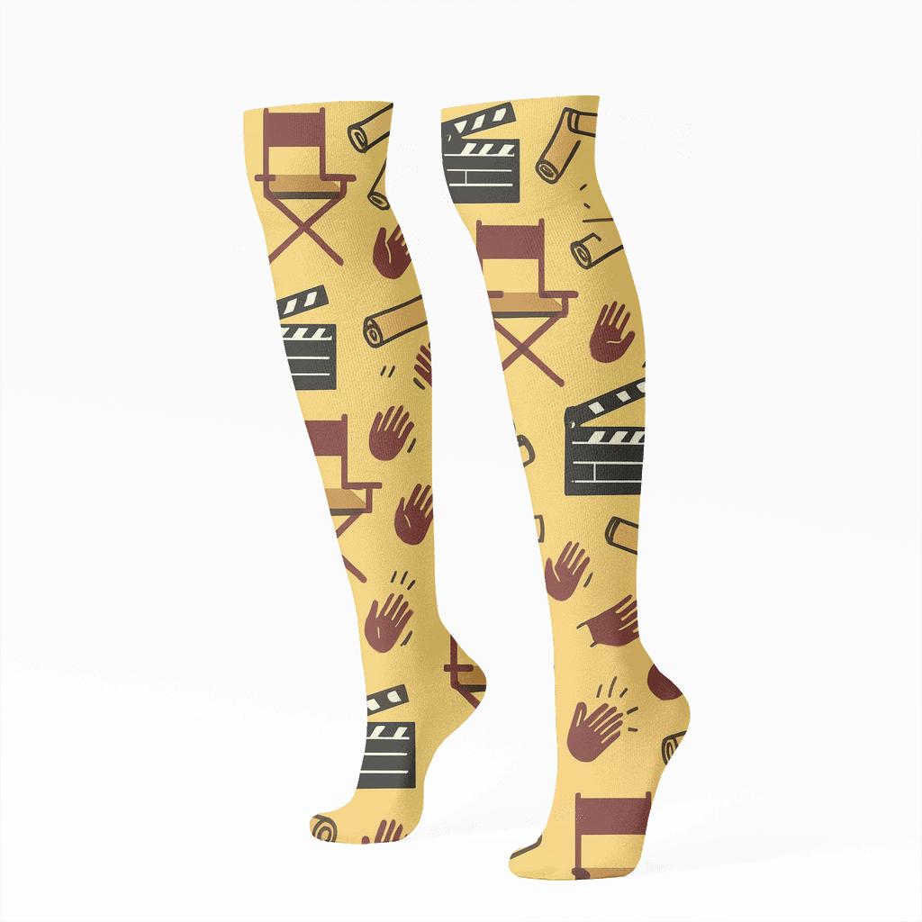 Director Chair Grid, Actor Edition unique graphic knee-high socks