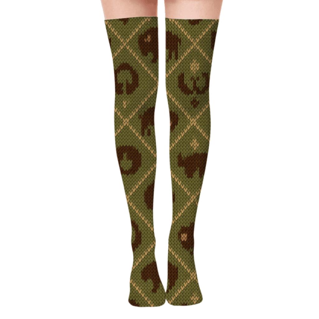 Bison Prairie Knit Tessellation trendy patterned over-the-knee socks