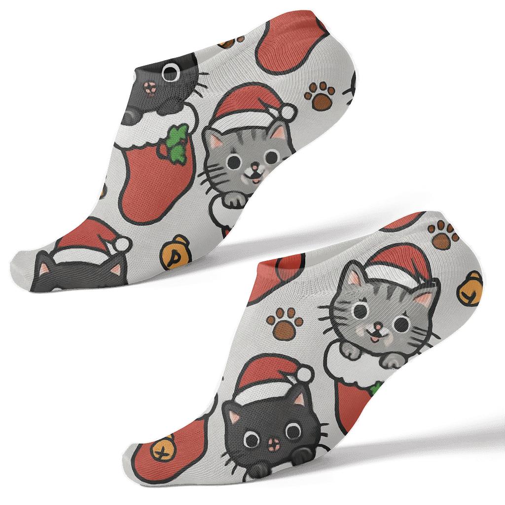 Christmas Cats In Stocking Scatter soft everyday ankle socks