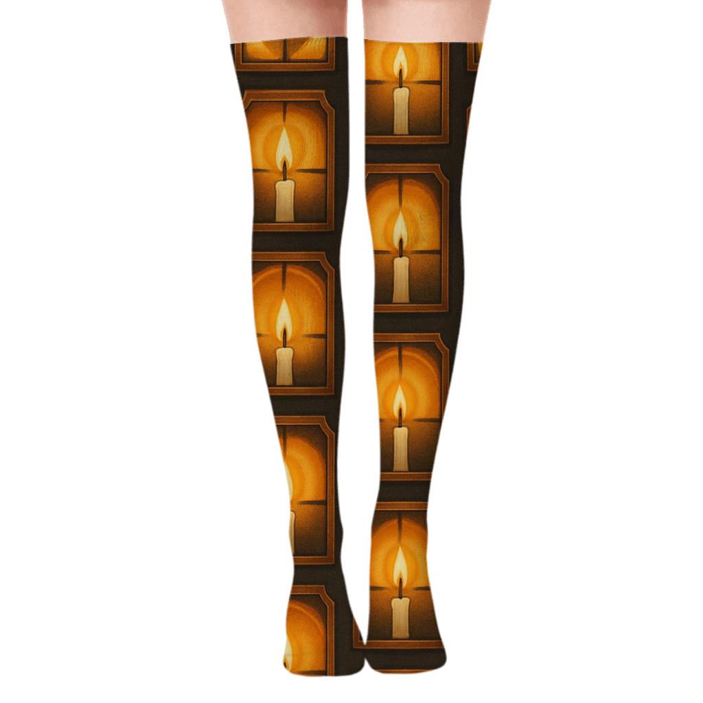 Lantern Pane Lattice In Candle Glow soft everyday over-the-knee socks