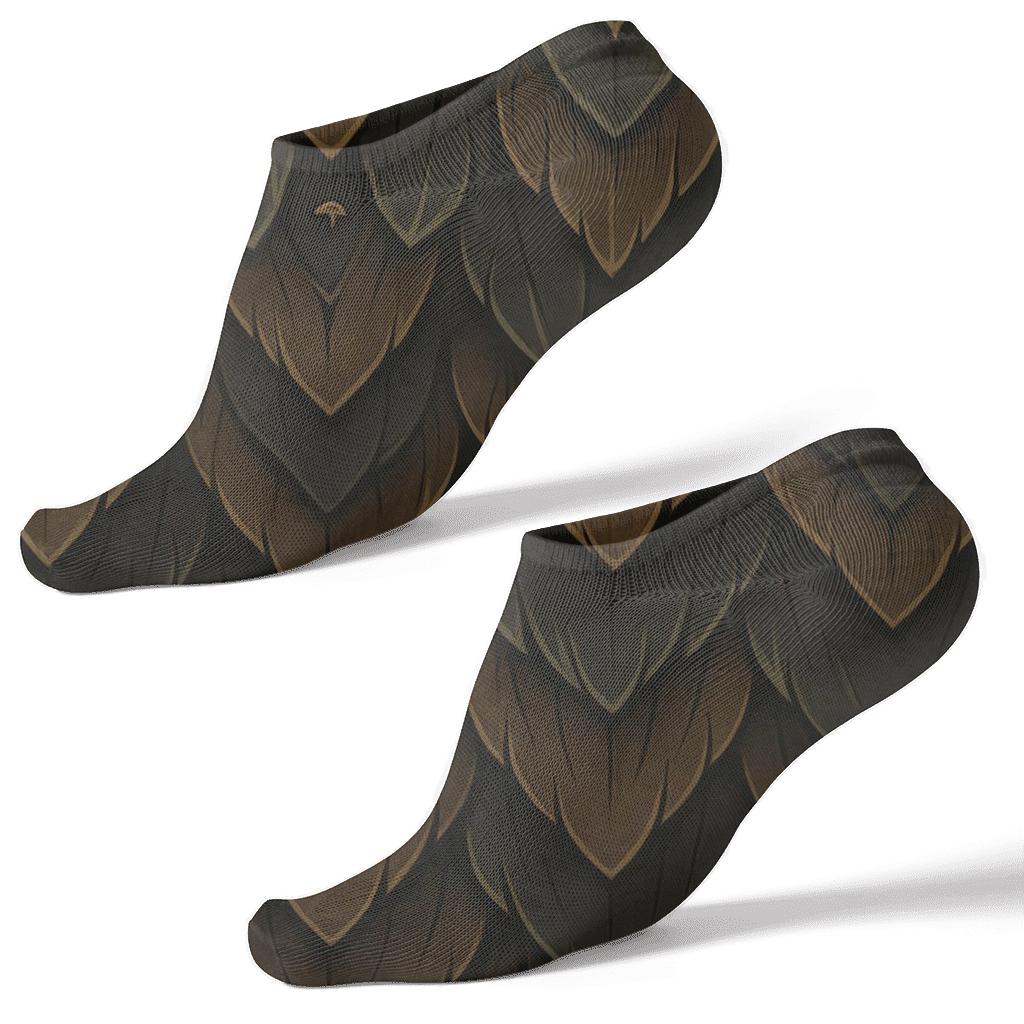 Eagle Wing Scale Pattern On Charcoal Background designer print ankle socks