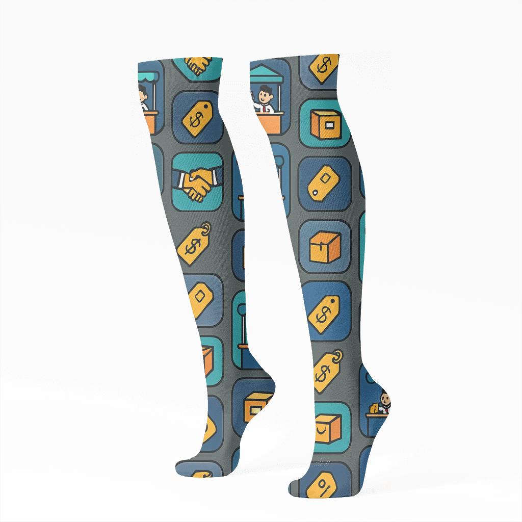Market Booth Carousel, Salesperson Edition trendy patterned knee-high socks