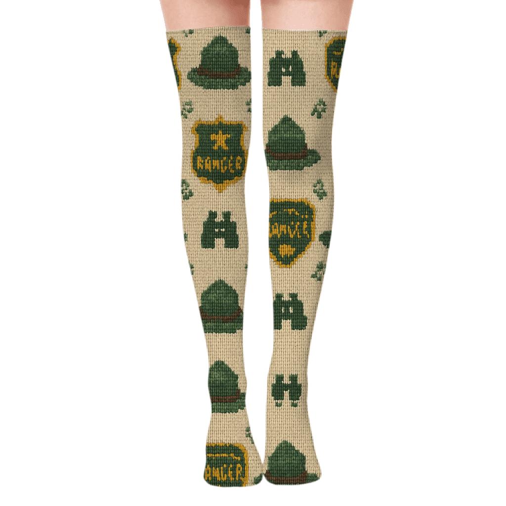 Knitted Trail Badge Rhythm Park Ranger premium cozy over-the-knee socks