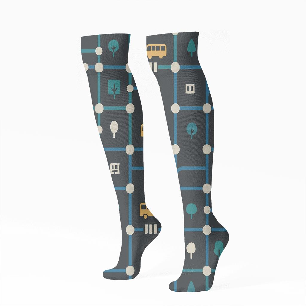 Transit Tile Urban Planner Blueprint custom knee-high socks