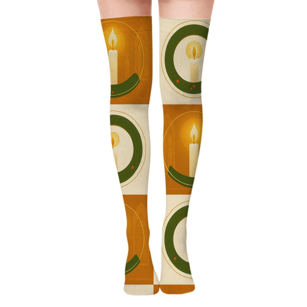 Candlelight Medallions In Minimal Advent Wreath Repeat soft everyday over-the-knee socks