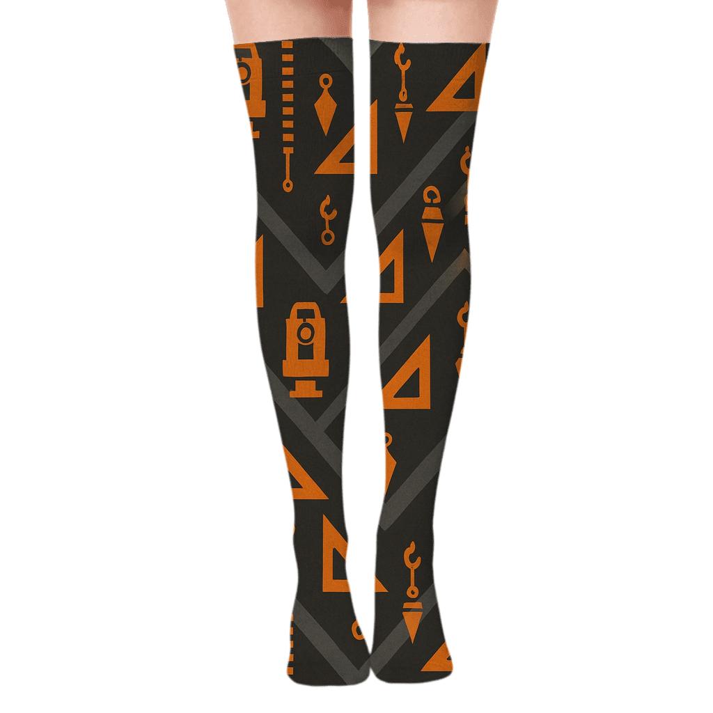 Surveying Tools Pattern For Civil Engineer Gifts soft everyday over-the-knee socks